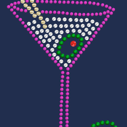 Martini (Fuchsia with Clear Rhinestones) - Bandanna