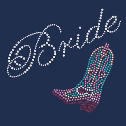 Bride with Pink/Turquoise Cowboy Boot- Women's T-shirt