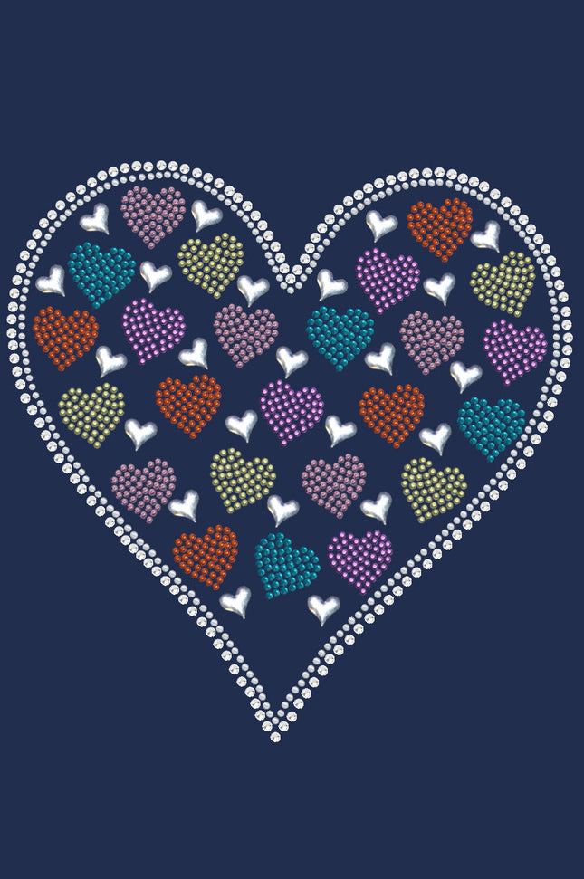 Heart with Multicolor Rhinestud Hearts - Women's T-shirt