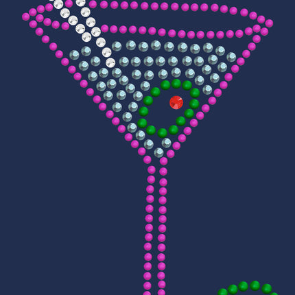 Martini (Fuchsia with Blue Rhinestones) - Bandanna