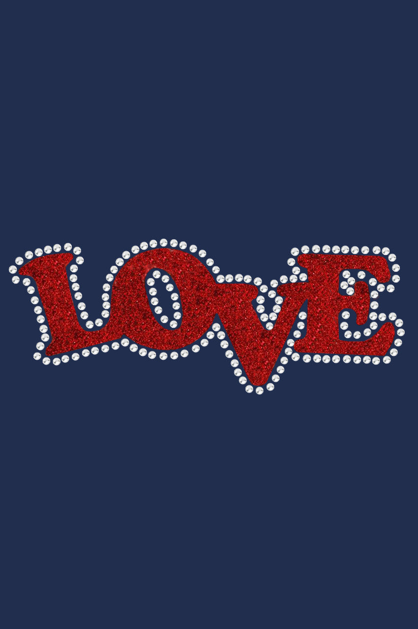 Love (Red Glitter) Bandanna Navy