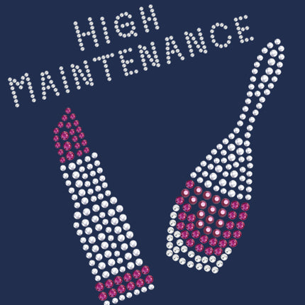 High Maintenance with Austrian crystal Nail Polish & Lipstick - Women's T-shirt