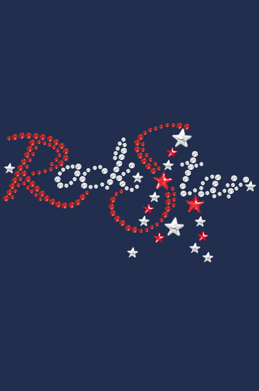 Rock Star (Red Austrian crystal Rhinestones) - Bandanna Navy