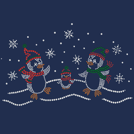 Penguin Family with Snowflakes - Women's T-shirt