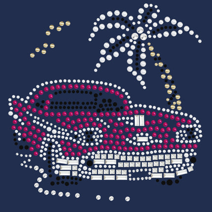 Car with Palm Tree (Pink) - Women's T-shirt