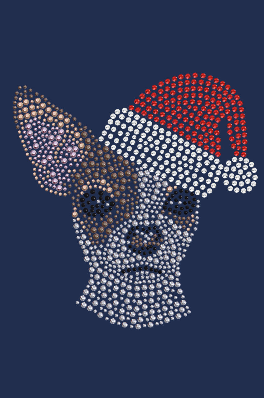 Chihuahua Face with Santa Hat - Bandana Navy