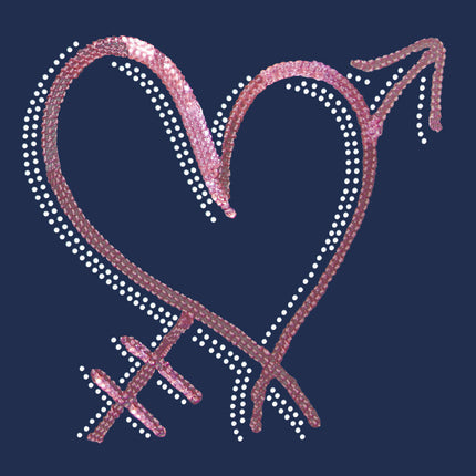 Pink Sequin Heart with Arrow Bandanna