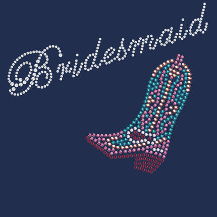 Bridesmaid with Pink/Turquoise Cowboy Boot- Women's T-shirt