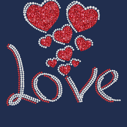 Love with Red Glitter Hearts - Women's Tee