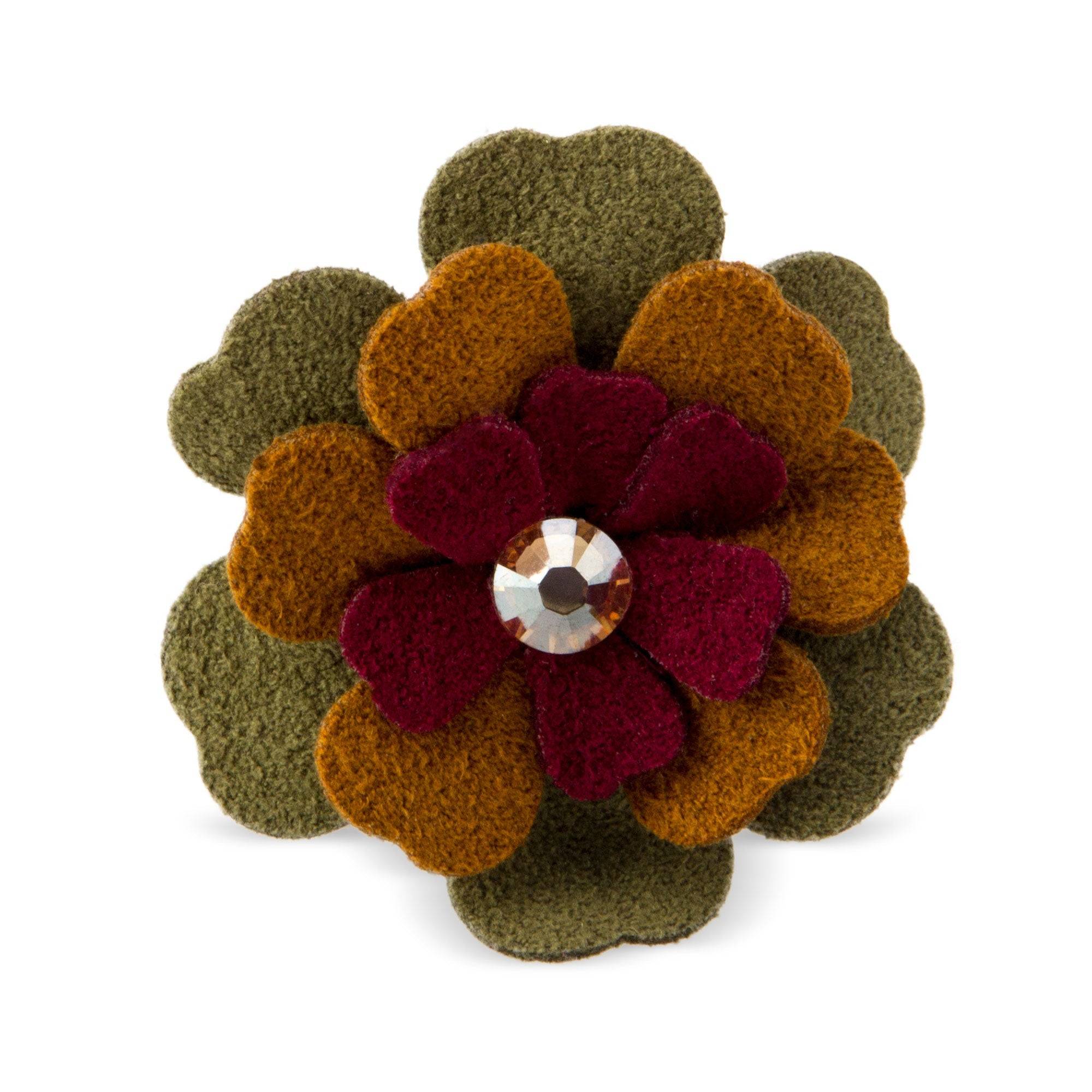 Autumn Flower Hair Bow 1 Burgundy-Bronze-Olive