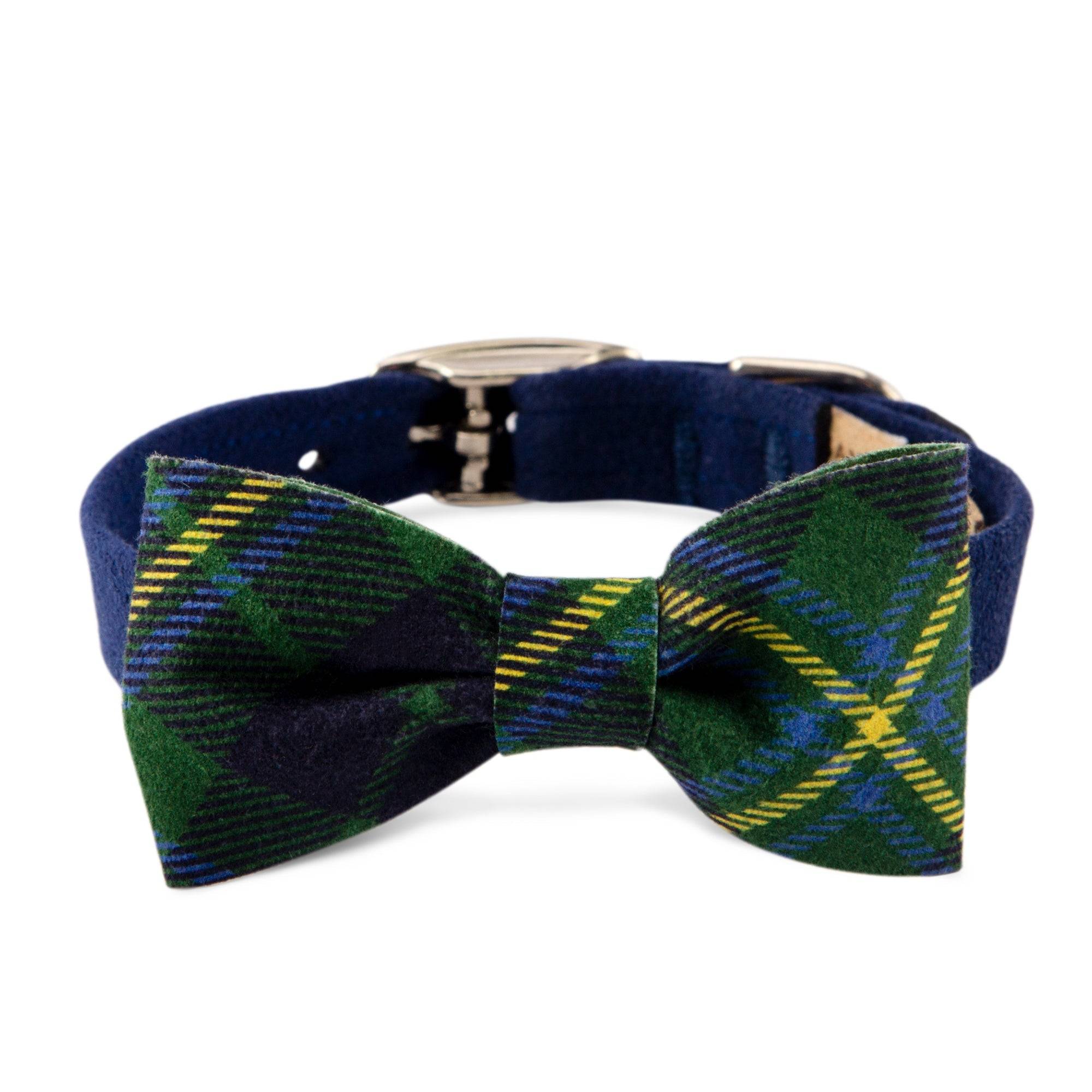 Scotty Forest Plaid Bow Tie Collar Indigo