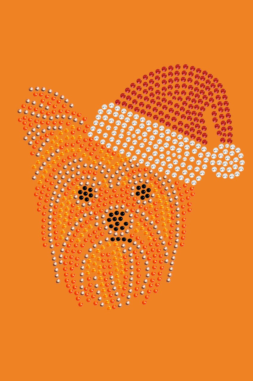 Yorkie Face 2 with Santa Hat - Bandana Orange