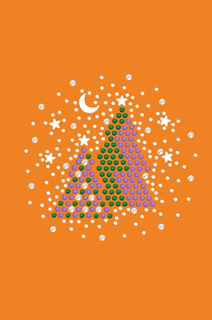 Purple & Green Christmas Trees with Austrian crystal Snowflakes - Bandana Orange