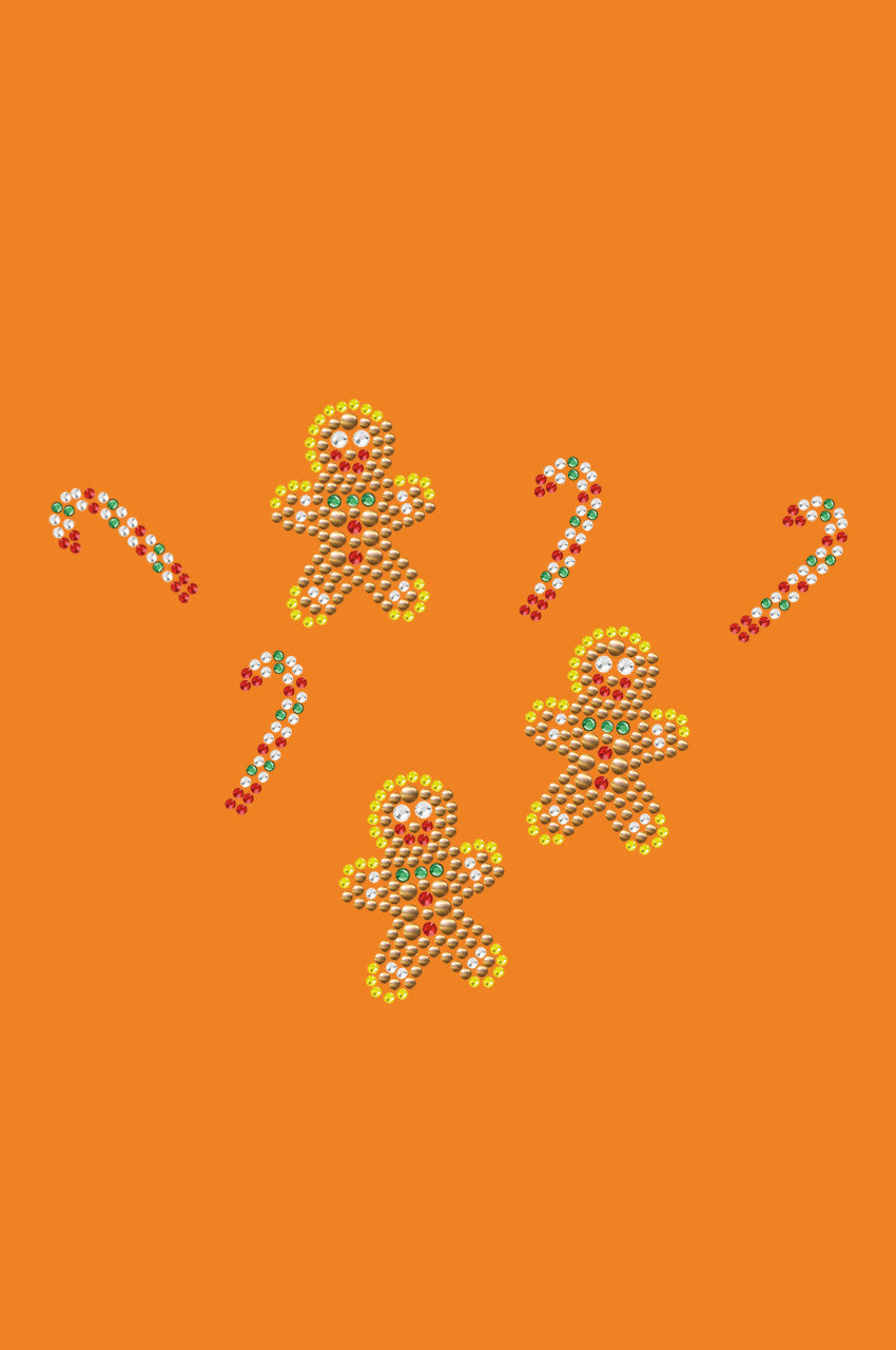 Gingerbread Men & Candy Canes - Bandana Orange