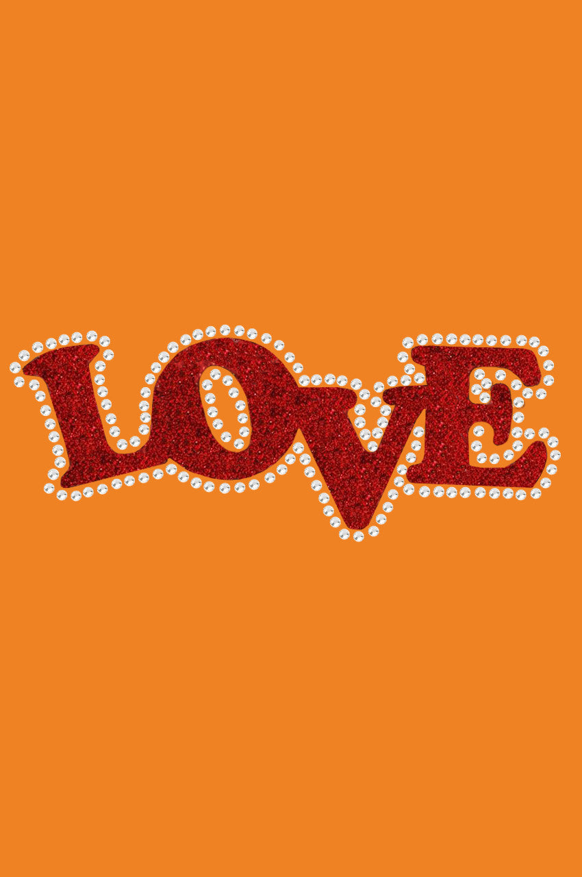 Love (Red Glitter) Bandanna Orange