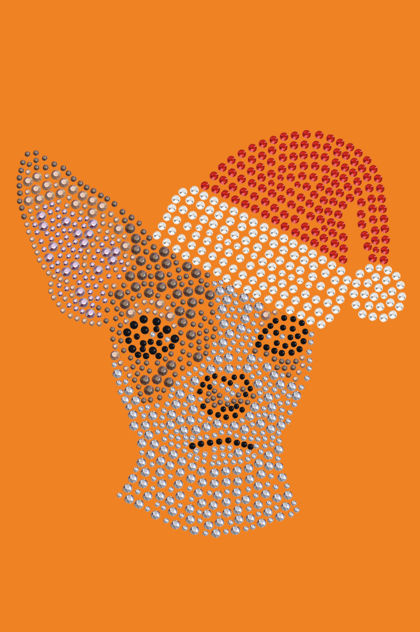 Chihuahua Face with Santa Hat - Bandana Orange