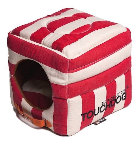 Polo-Striped 2-in-1 Convertible and Collapsible Dog and Cat Bed