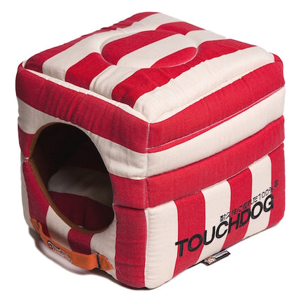 Polo-Striped 2-in-1 Convertible and Collapsible Dog and Cat Bed