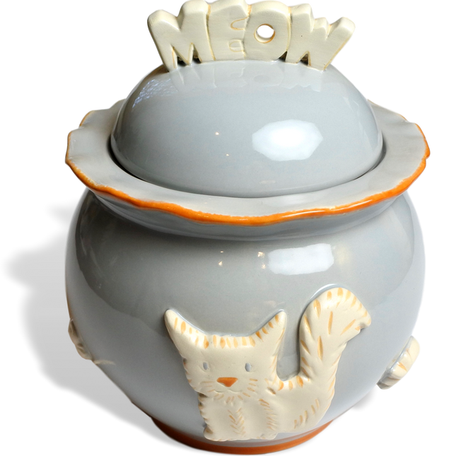 Cat Treat Jar - French Grey