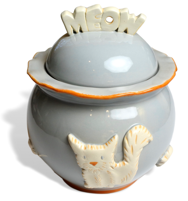 Cat Treat Jar - French Grey