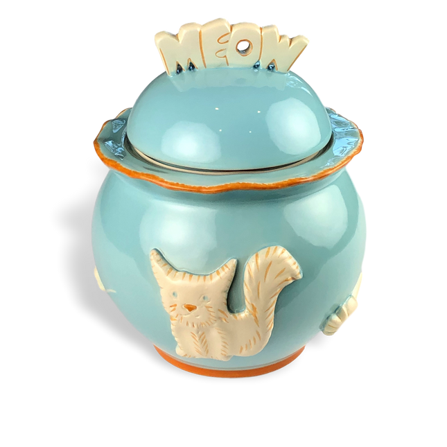 Cat Treat Jar - Sky Blue