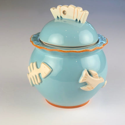 Cat Treat Jar - Sky Blue