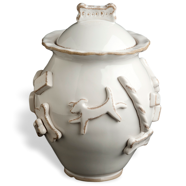 Dog Treat Jar - French White