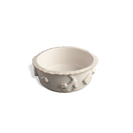 Dog Food/Water Bowl - French White