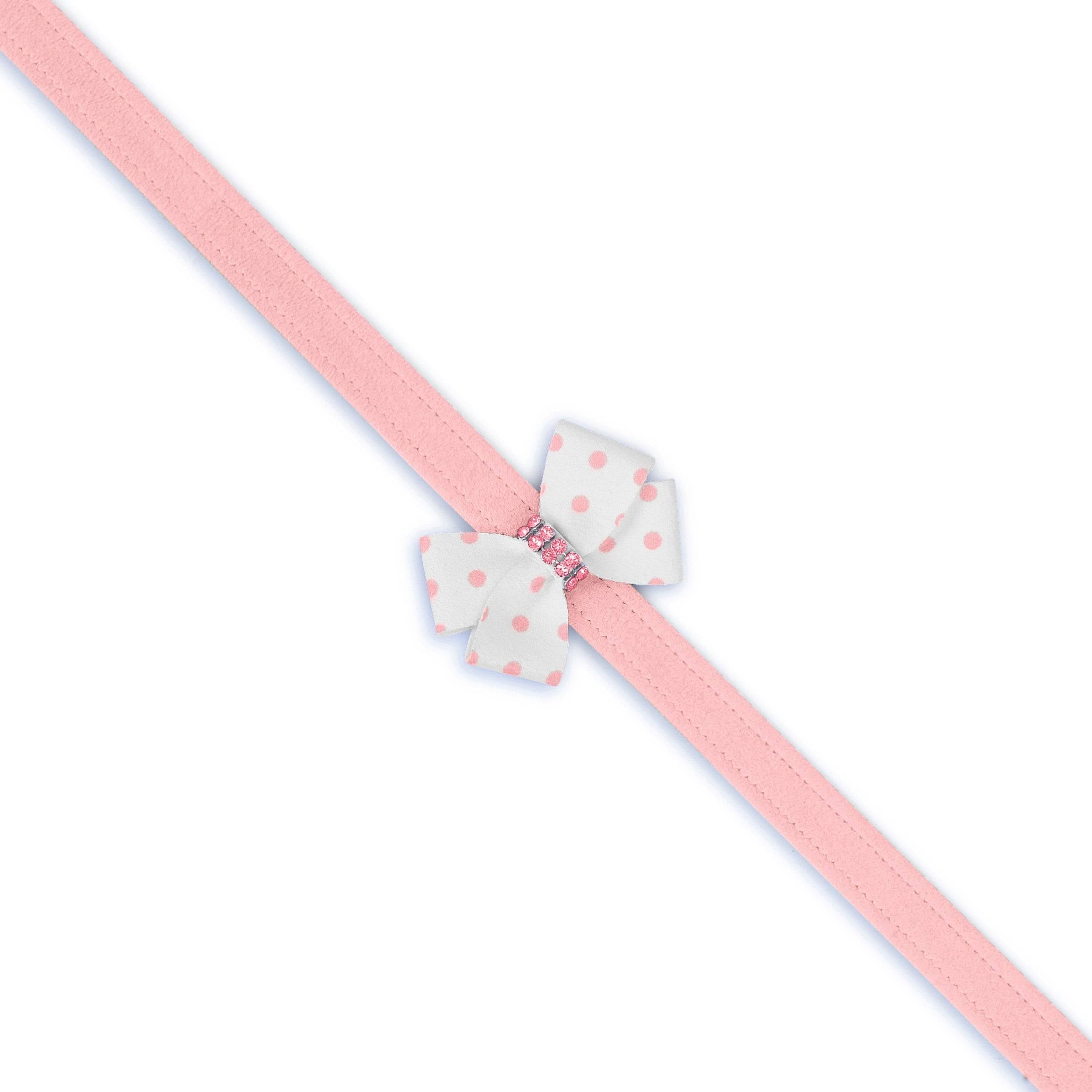 Polka Dot Nouveau Bow With Pink Giltmore Leash Puppy Pink