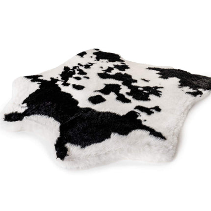 PupRug™ Animal Print Memory Foam Dog Bed - Black Faux Cowhide