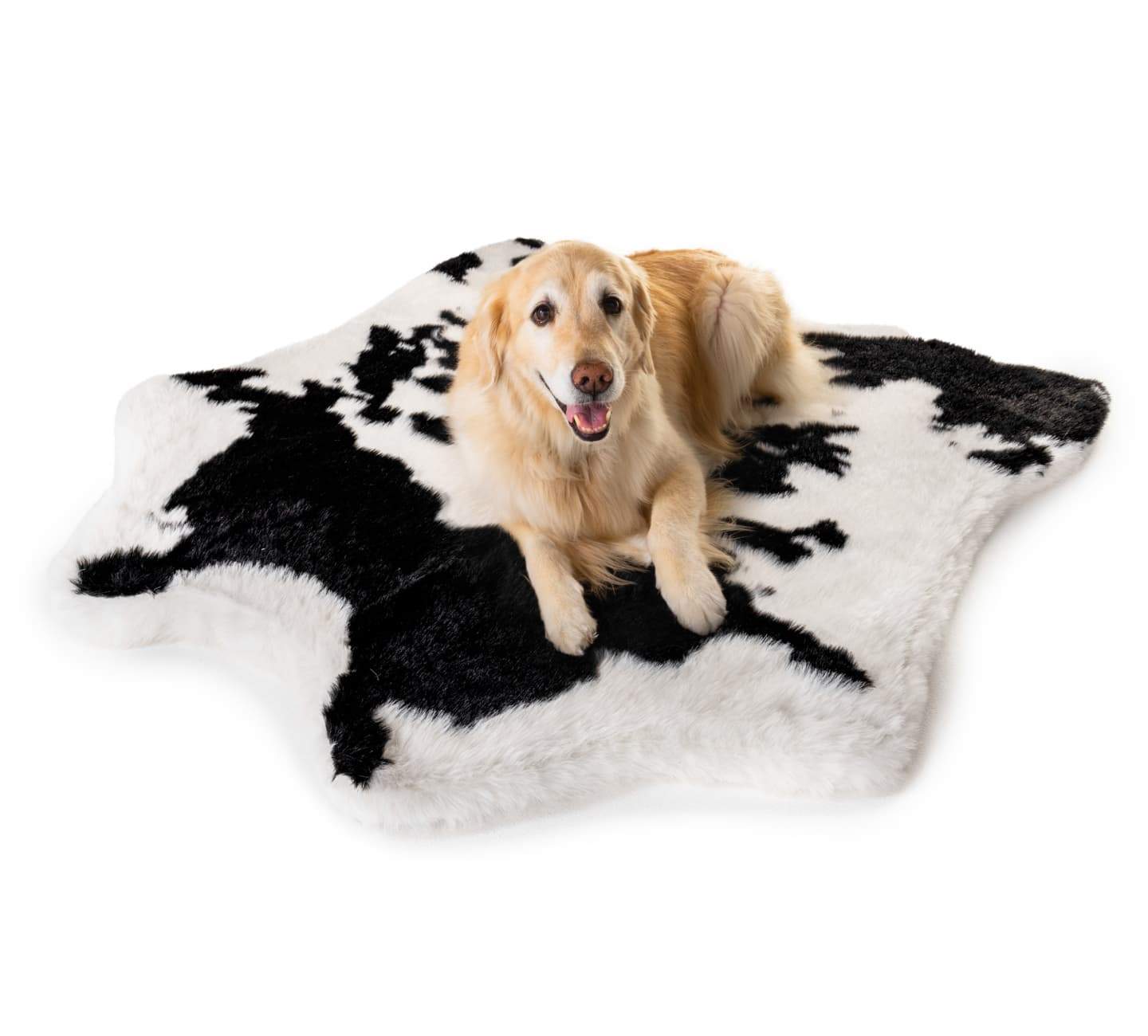 PupRugAnimal Print Memory Foam Dog Bed - Black Faux Cowhide