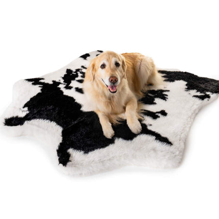 PupRug™ Animal Print Memory Foam Dog Bed - Black Faux Cowhide