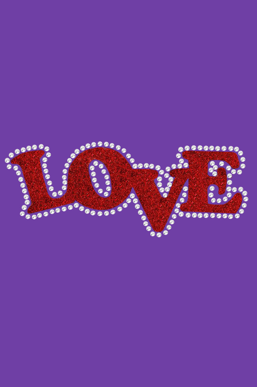 Love (Red Glitter) Bandanna Purple