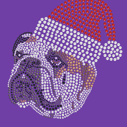 Bulldog Face (Brown) with Santa Hat - Women's T-shirt