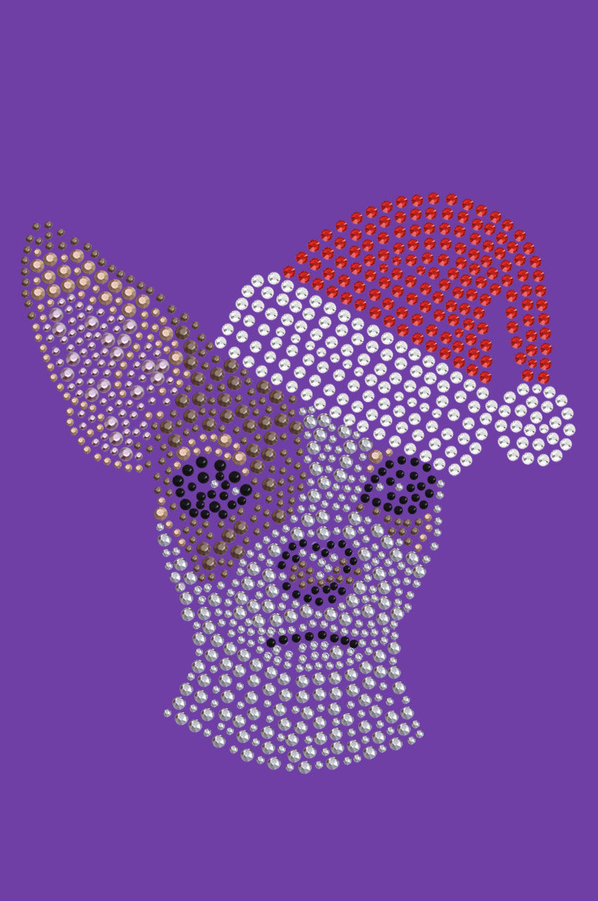 Chihuahua Face with Santa Hat - Bandana Purple