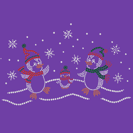 Penguin Family with Snowflakes - Women's T-shirt