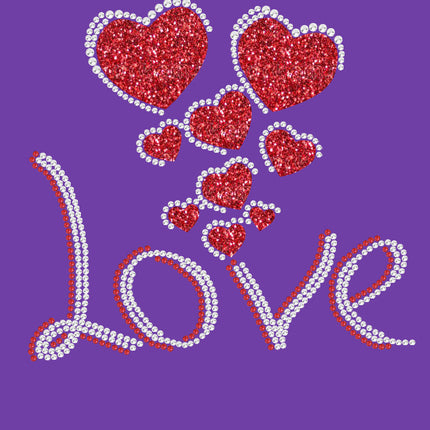 Love with Red Glitter Hearts - Women's Tee