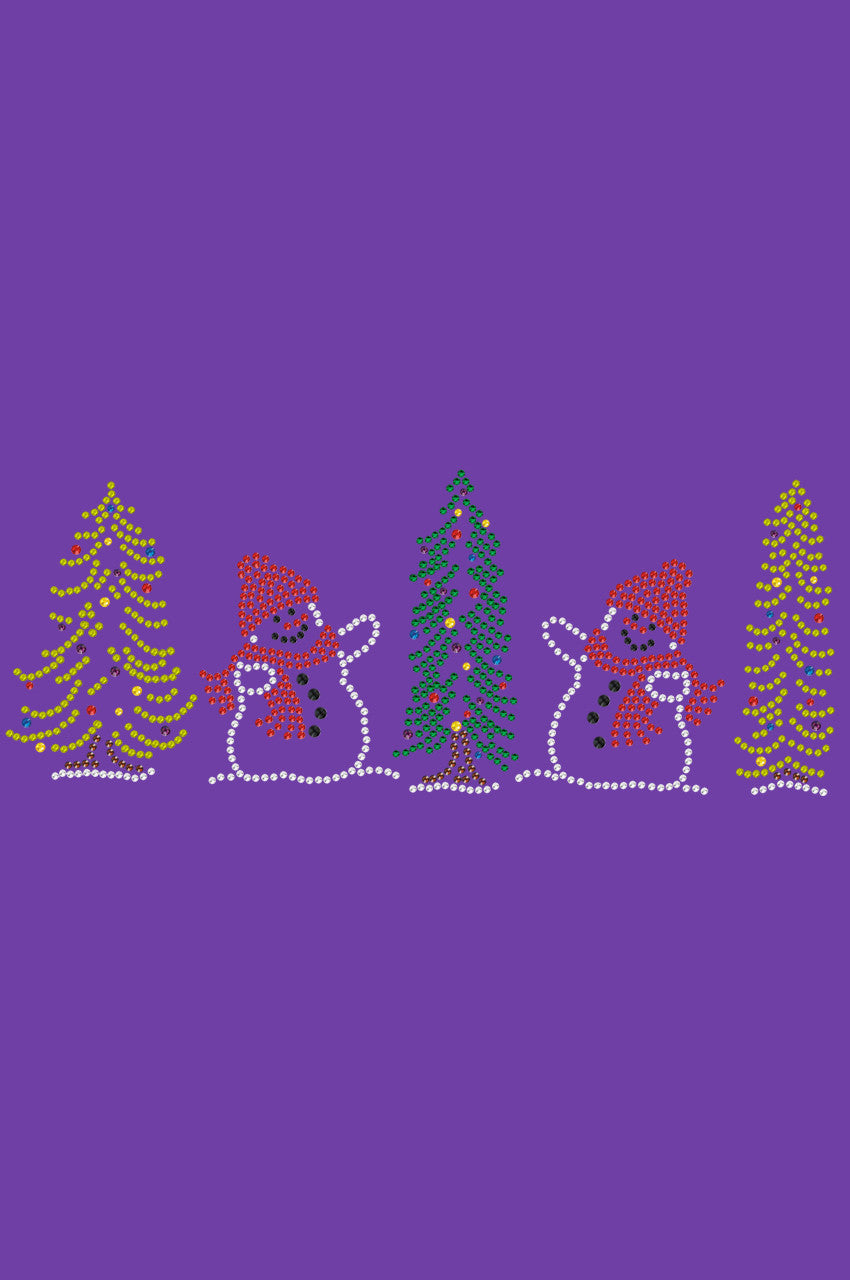 Two Snowmen in Trees - Bandana Purple