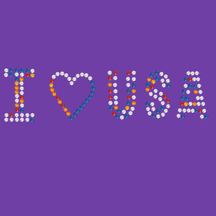 I Love USA (Multicolor Rhinestones) Bandanna