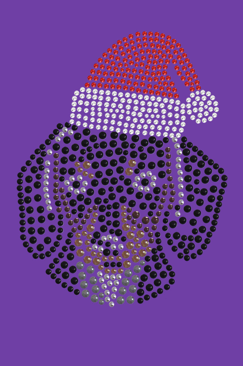 Dachshund Face with Santa Hat - Bandana Purple