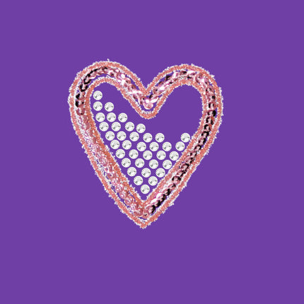 Pink Sequin & Rhinestone Heart - Women's T-shirt