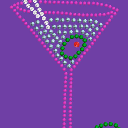 Martini (Fuchsia with Blue Rhinestones) - Women's T-shirt