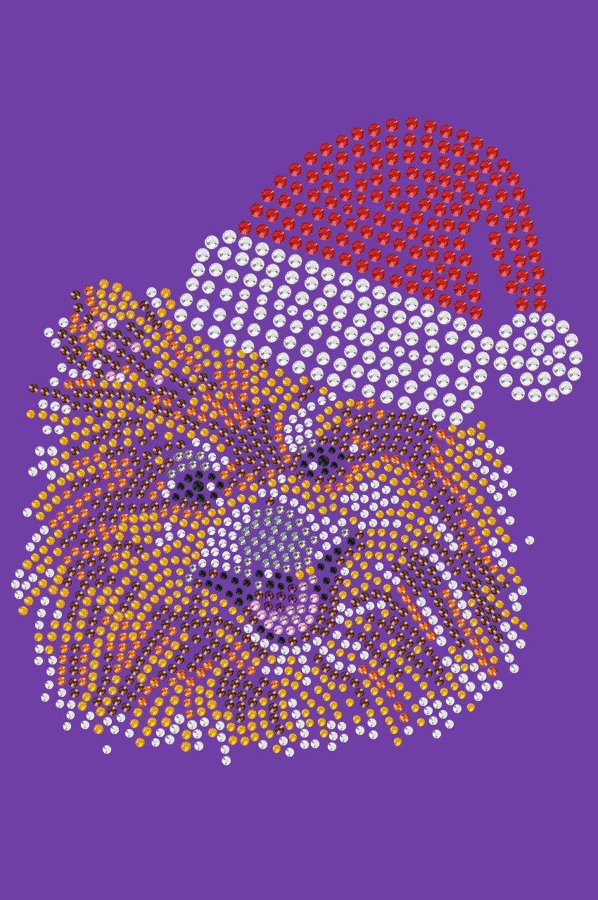 Pomeranian with Santa Hat - Bandana Purple