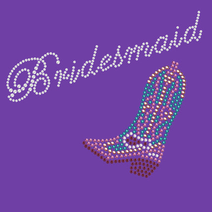 Bridesmaid with Pink/Turquoise Cowboy Boot- Women's T-shirt