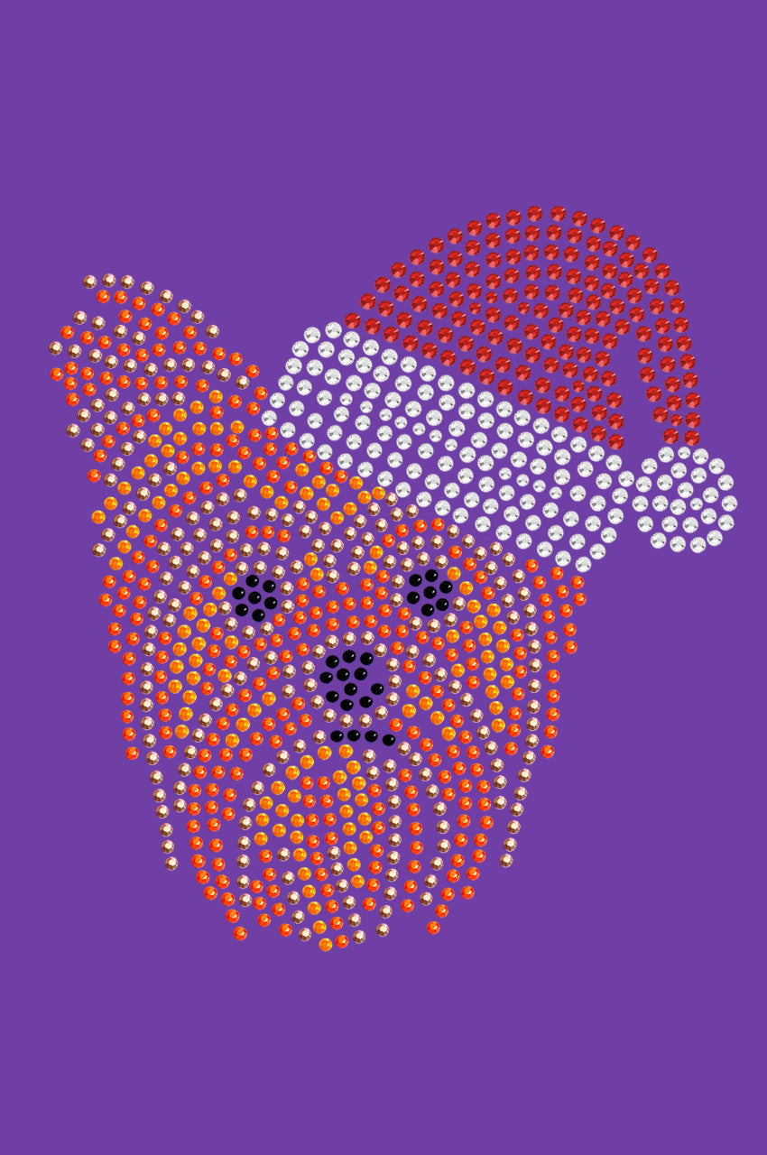 Yorkie Face 2 with Santa Hat - Bandana Purple