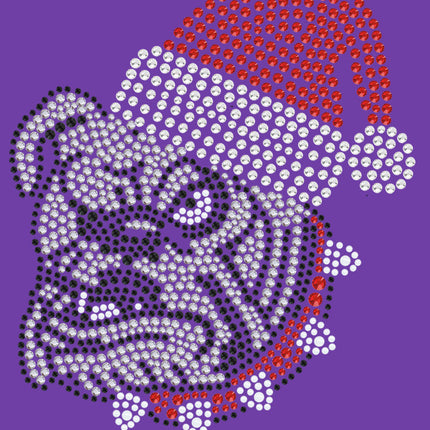 Bulldog Face (White) with Santa Hat - Bandana