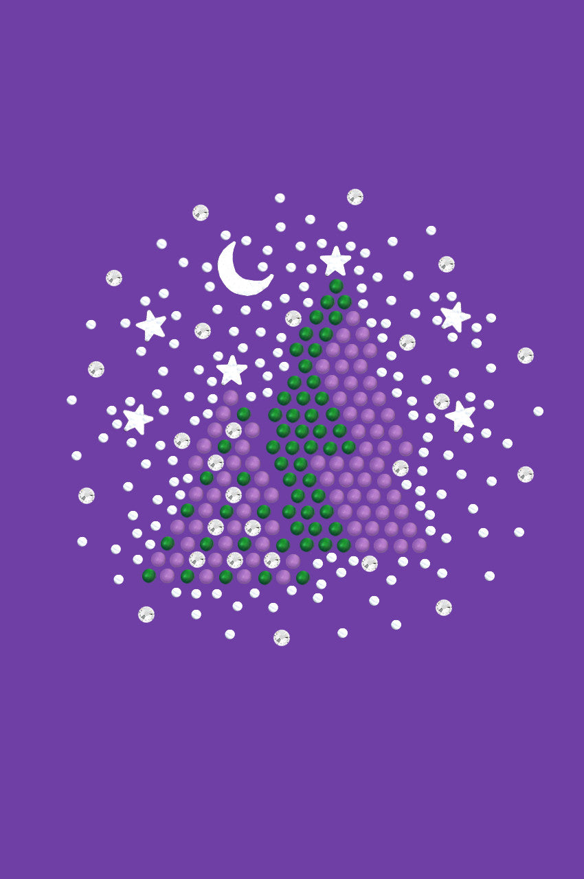 Purple & Green Christmas Trees with Austrian crystal Snowflakes - Bandana Purple