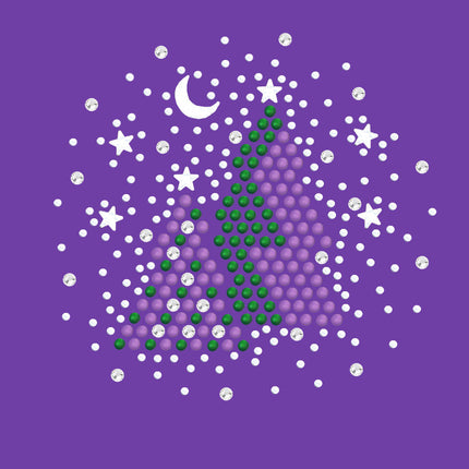 Purple & Green Christmas Trees with Austrian crystal Snowflakes - Bandana