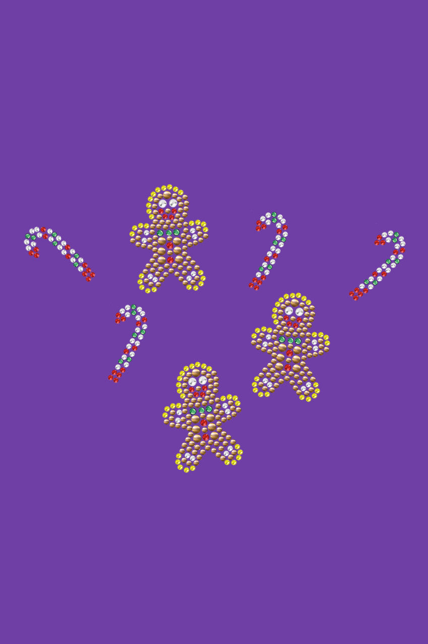 Gingerbread Men & Candy Canes - Bandana Purple