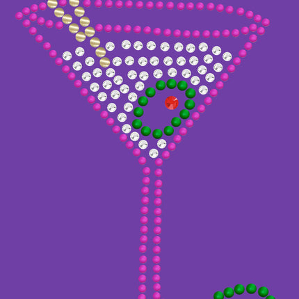 Martini (Fuchsia with Clear Rhinestones) - Women's T-shirt